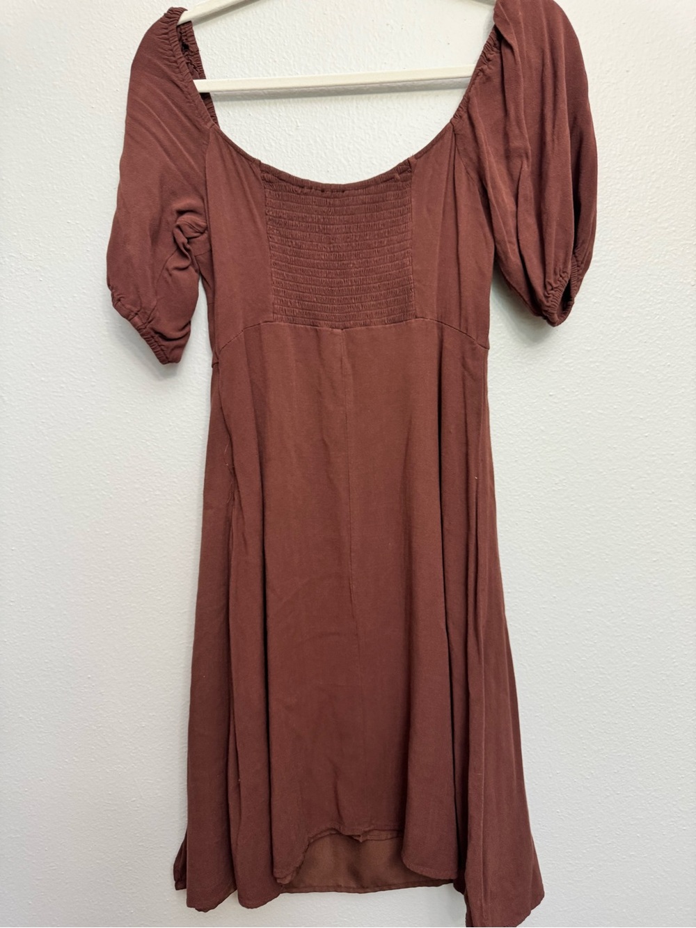 Forever 21 Rust Brown Puff Sleeve Midi Dress - Picture 2 of 3